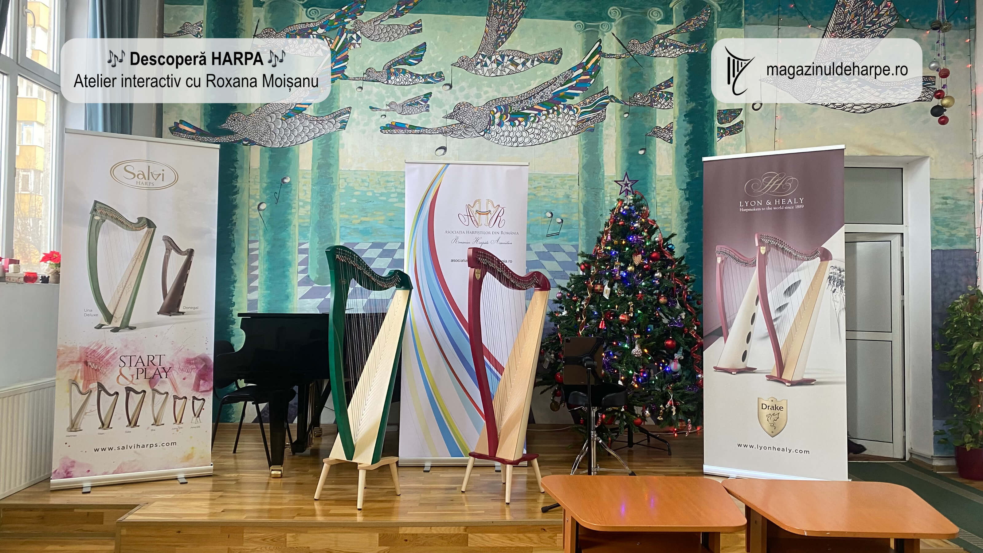 Atelier interactiv “Descoperă Harpa” susținut de harpista Roxana Moișanu la Școală Gimnazială de Arte București • 16 decembrie 2024